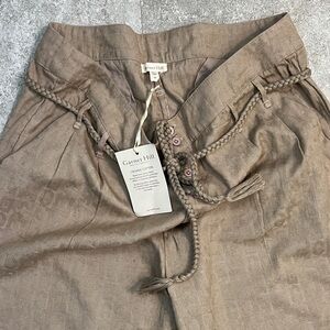 Garnet Hill Taupe Organic Cotton Trousers